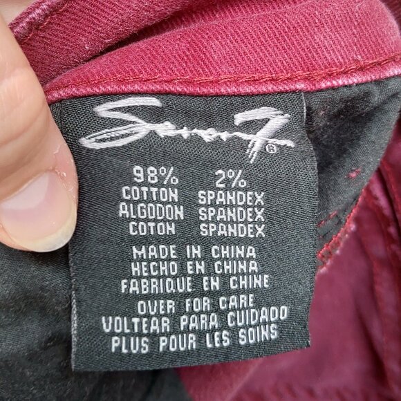 Seven7 Wine Red Skinny Jeans Burgundy Cotton Blend 5-Pocket - Picture 12 of 13